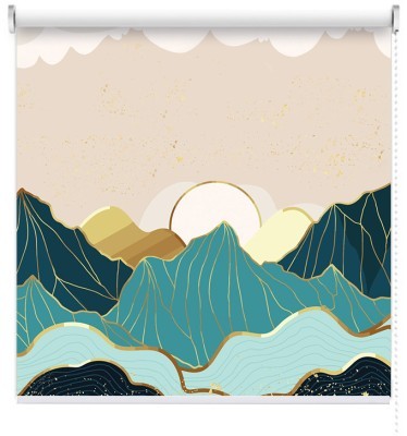 Houseart Δύση του ήλιου πίσω από το βουνό, Line Art, Ρολοκουρτίνες, 100 x 40 εκ.